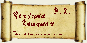 Mirjana Komanov vizit kartica